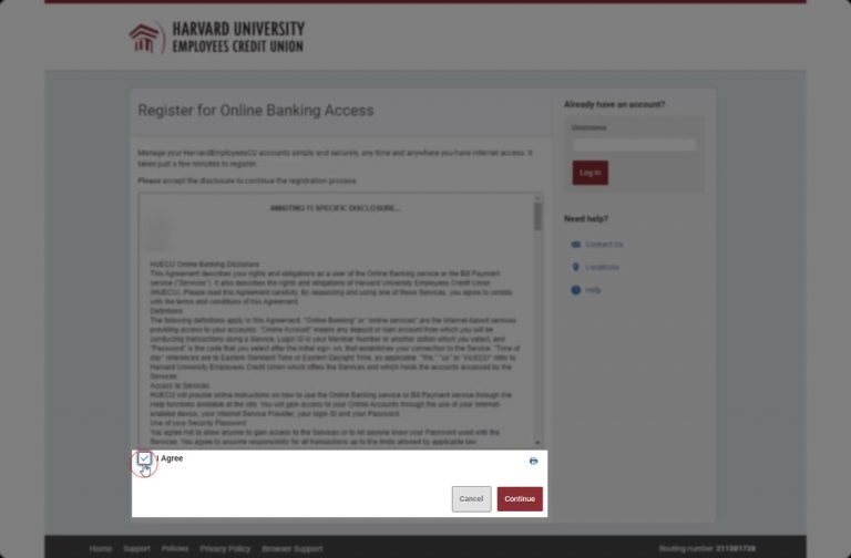 Accept-disclosures Accept disclosures on HUECU online banking