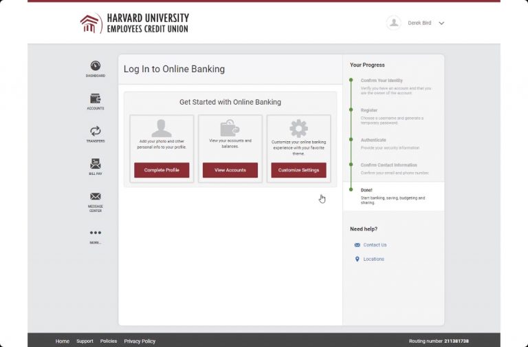 Donejpg HUECU online banking registration complete